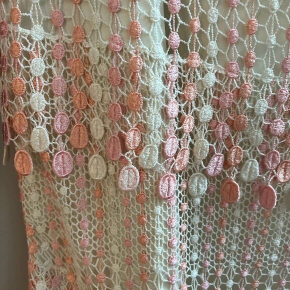Focus by Shani Peach Pink & Cream Crochet Drops Skirt sz 6 EUC - Picture 2 of 5